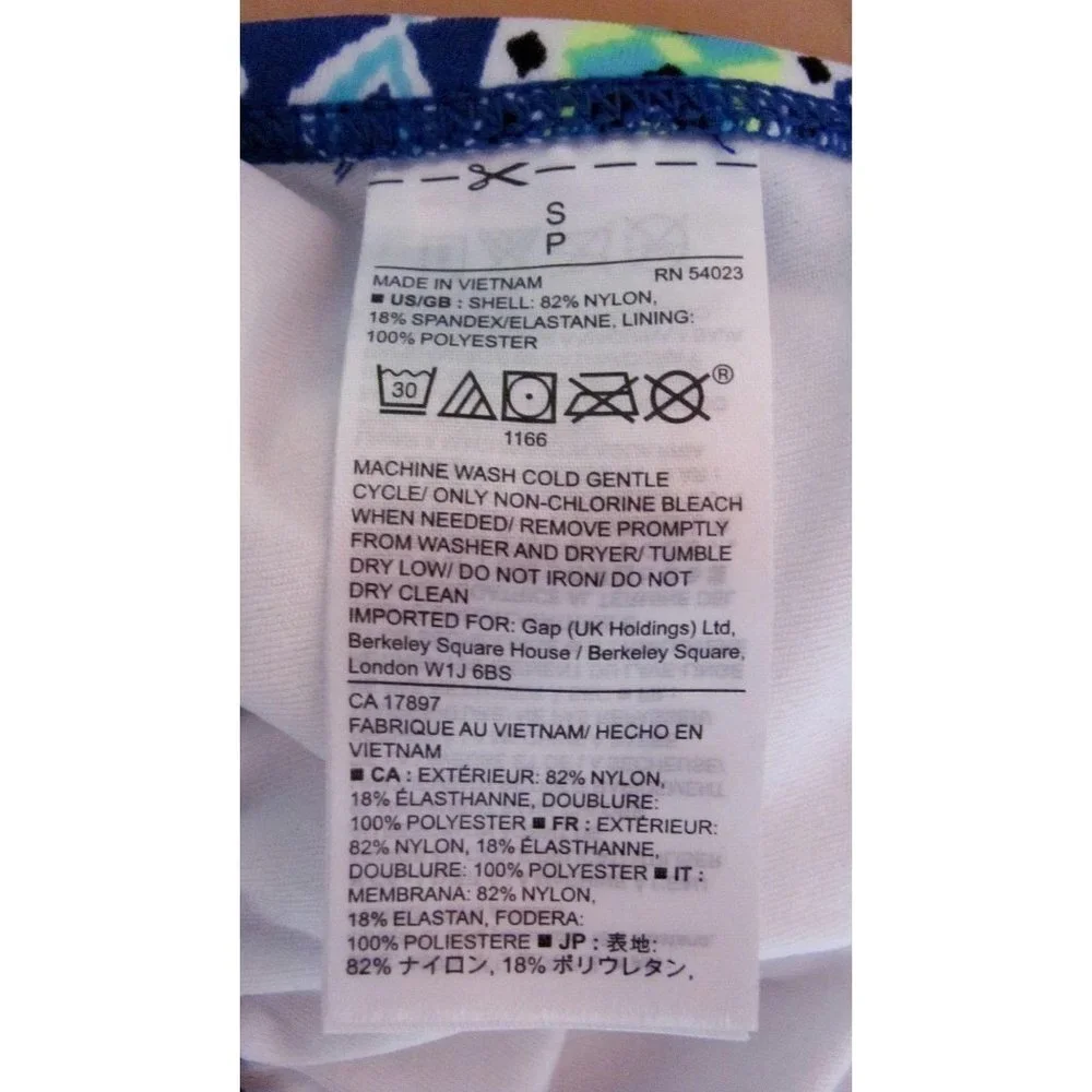 Gap Body Bikini Blue Geo T Back Sm Top XS Bottoms